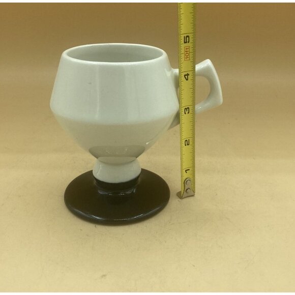 Vintage Hall China Pedestal White Mug Restaurant Ware Black Footed - Picture 11 of 11